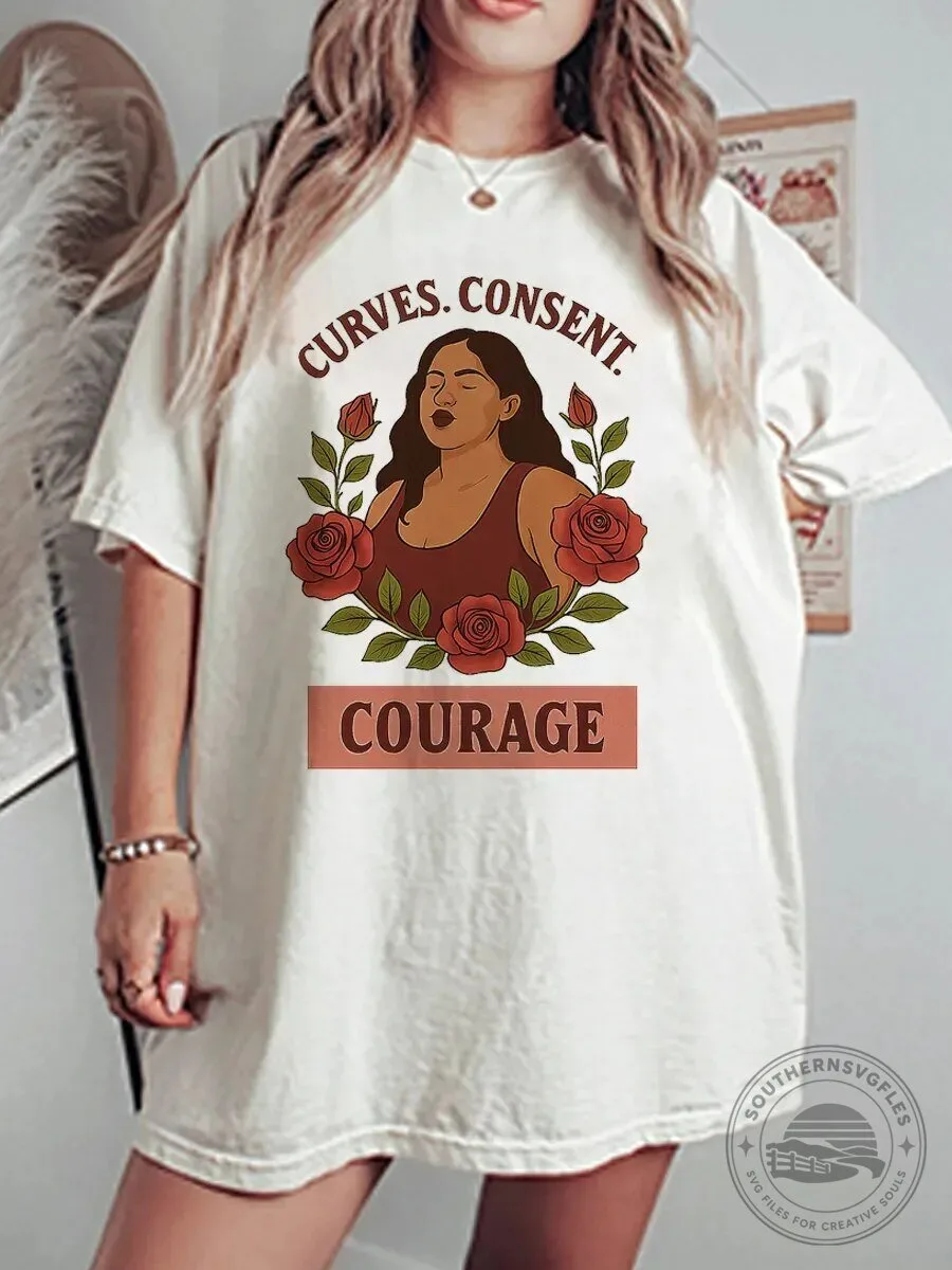 Curves Consent Courage Empowering Women's Graphic T-Shirt