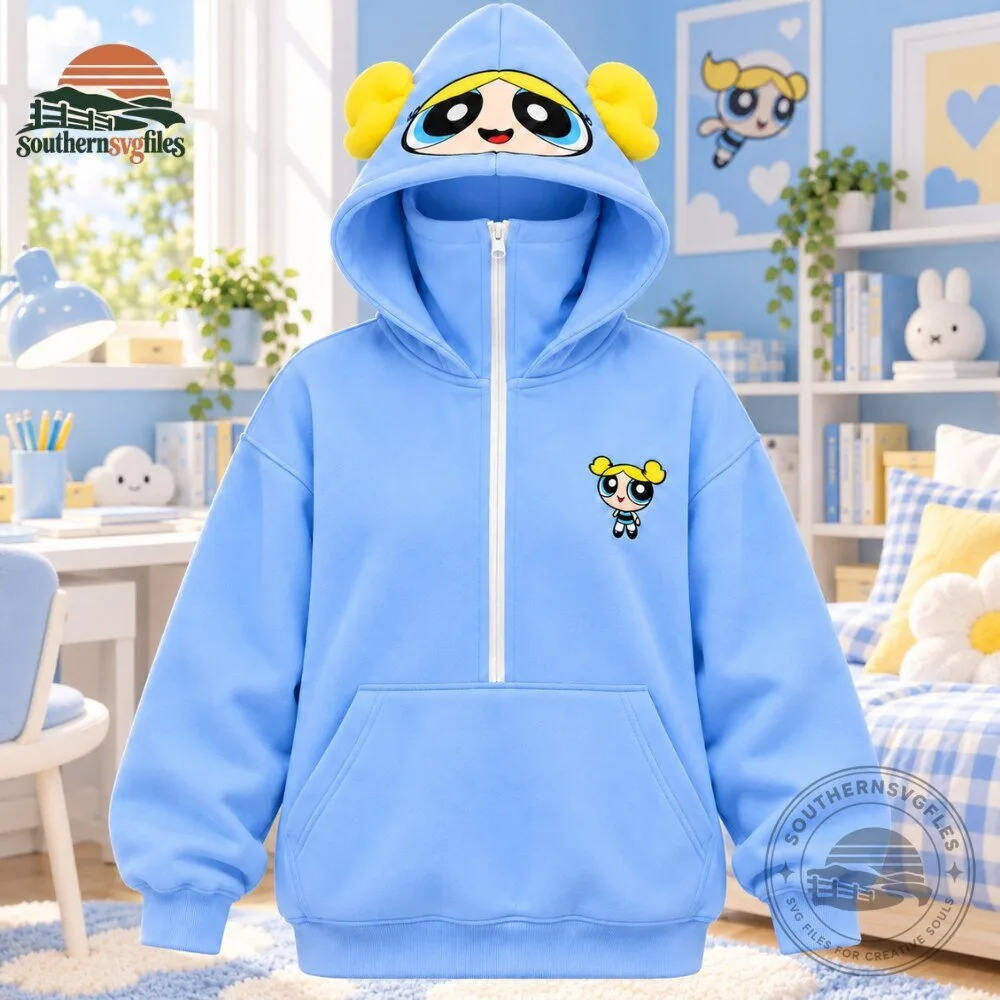 Powerpuff Girls Character Zip Hoodie with Mask 6 Powerpuff Girls Character Zip Hoodie with Mask premium breathable shirt and sports jersey for men and women streetwear style