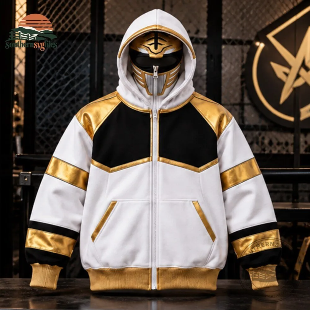 H&M x Power Rangers White Ranger Zip Hoodie With Mask