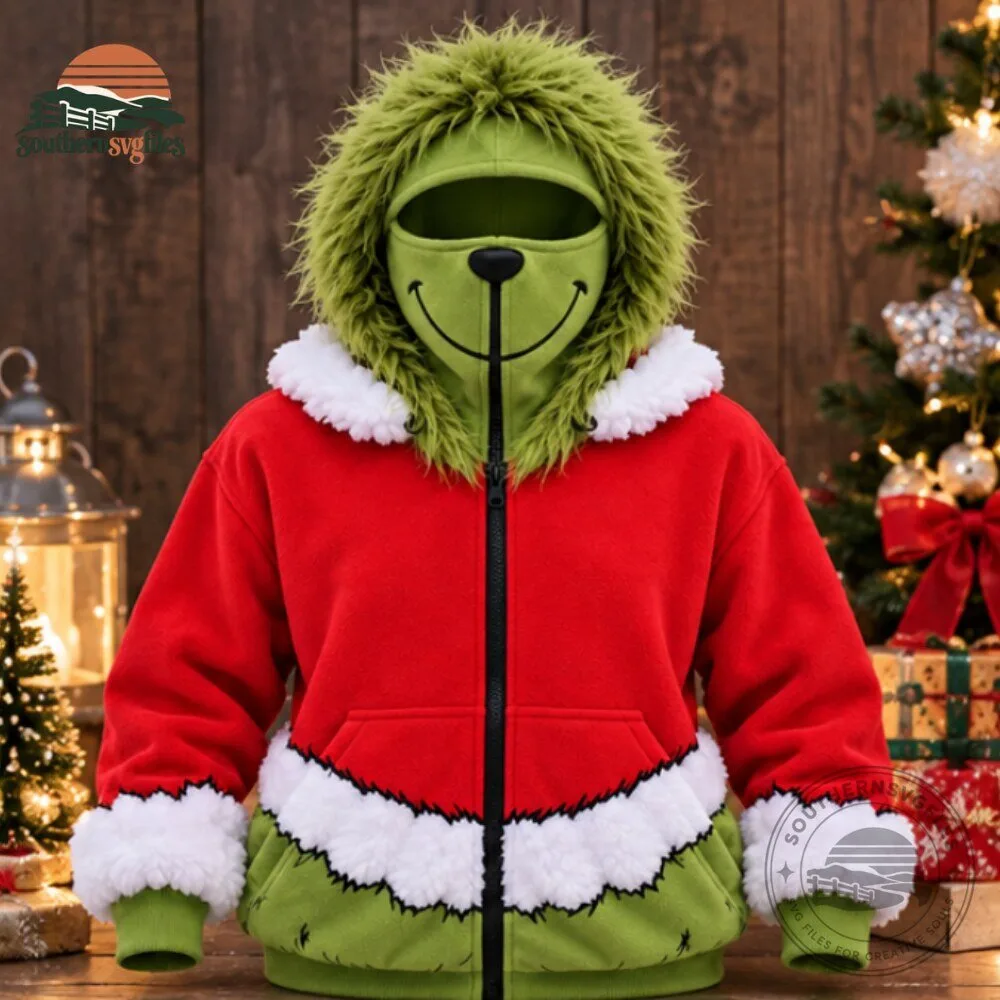 H&M x Grinch Funny Christmas Zip Hoodie With Mask