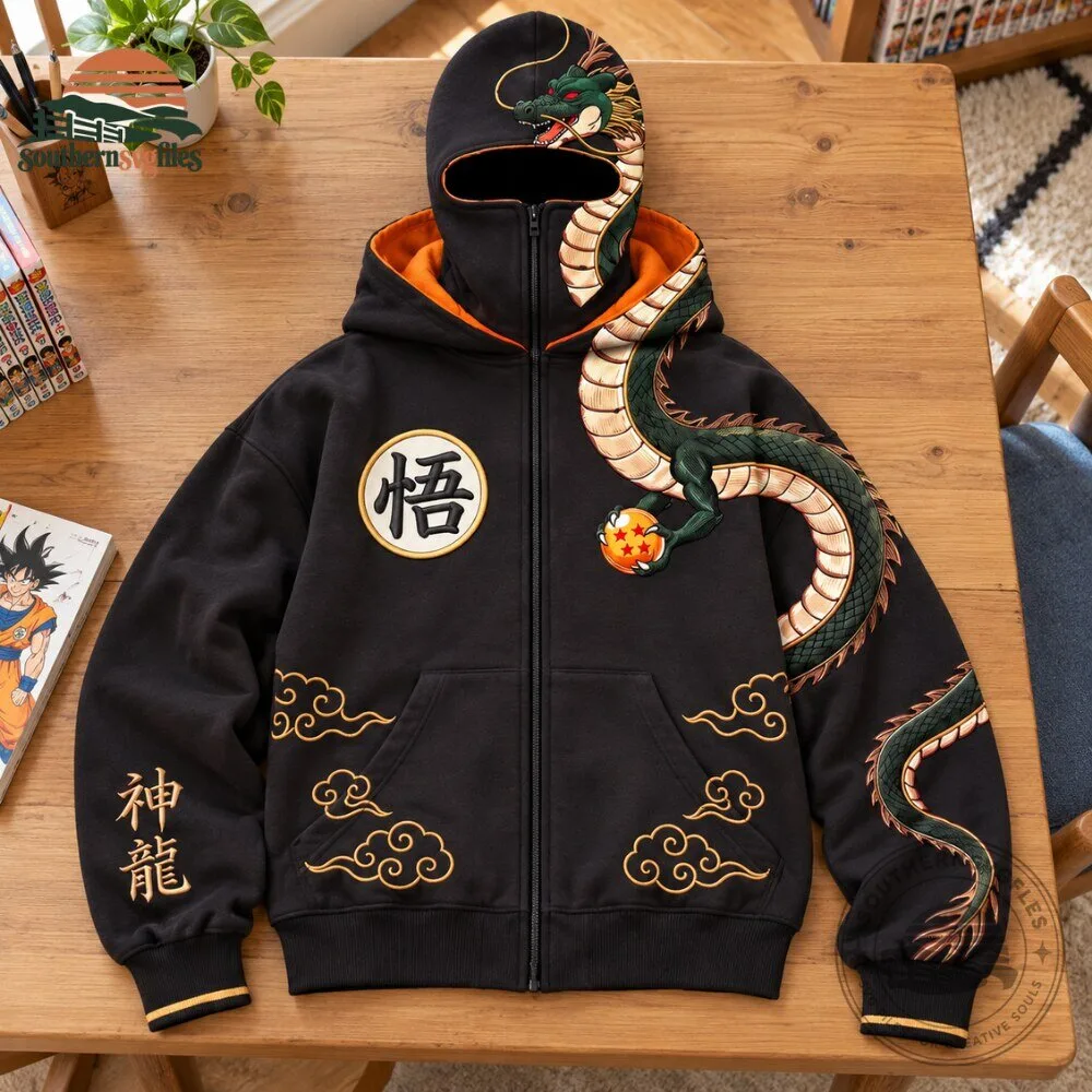 H&M x Dragon Ball Z Shenron Zip Hoodie With Built-In Mask