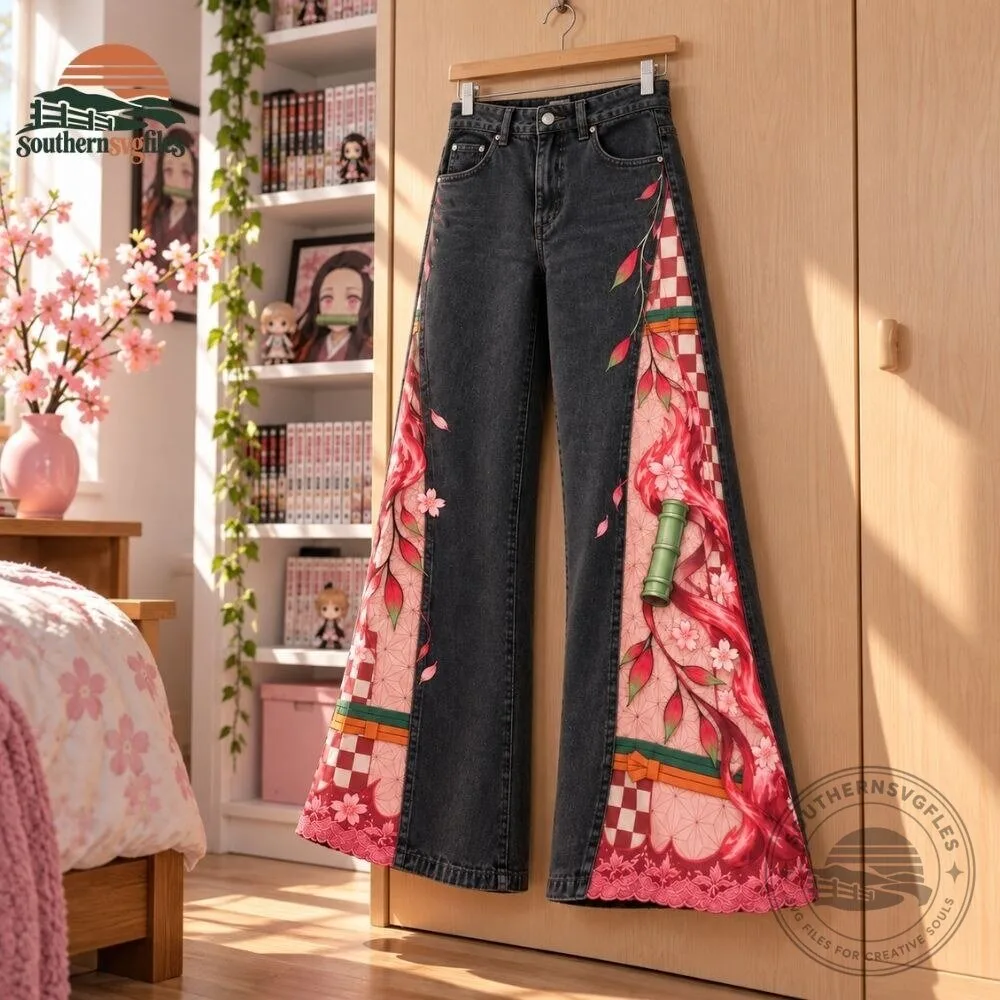 H&M Demon Slayer Nezuko Swing Jeans