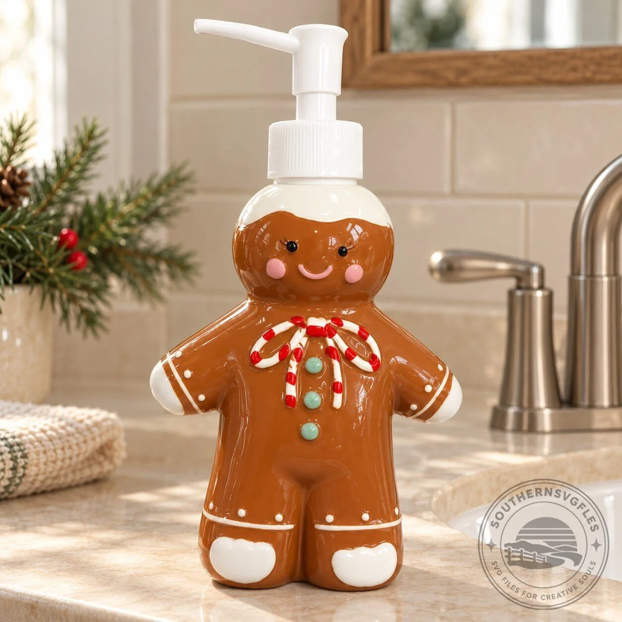 Gingerbread Cute Christmas Soap Pump