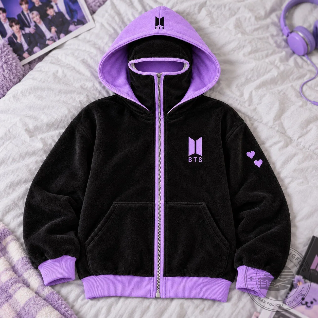 H&M x BTS K-Pop Army Zip Hoodie With Mask