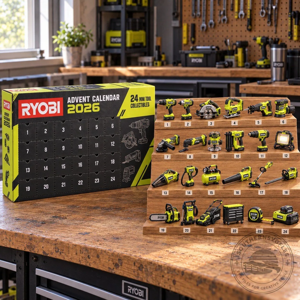 RYOBI Advent Calendar 2026 - 24 Mini Tool Christmas Ornaments