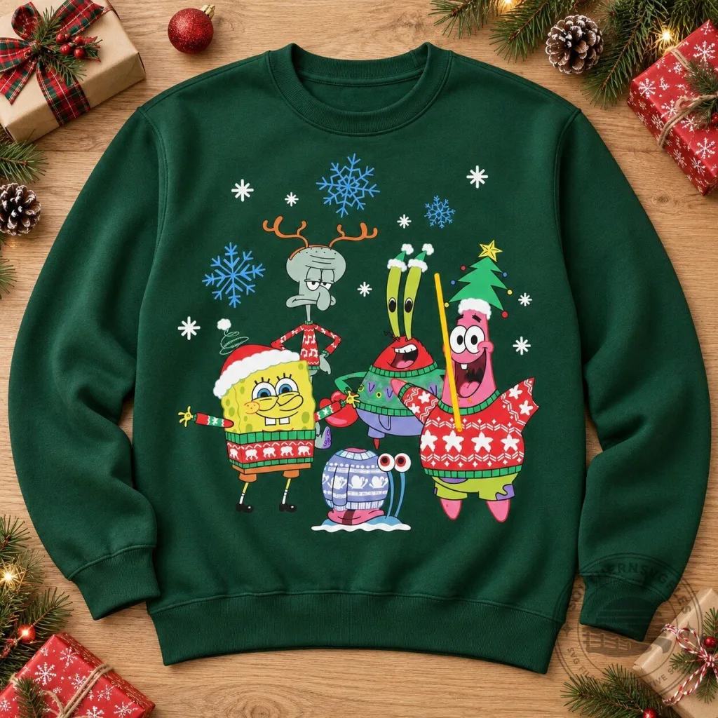 SpongeBob SquarePants & Friends Christmas Holiday Sweater SpongeBob SquarePants & Friends Christmas Holiday Sweater